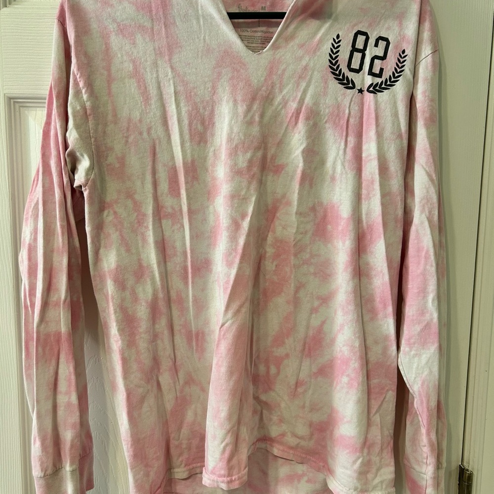 Pink and White Tie-Dye Long Sleeve Shirt